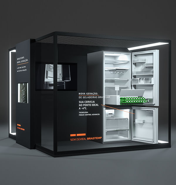 Vitrine com perspectiva explodida da Brastemp - Refrigerador