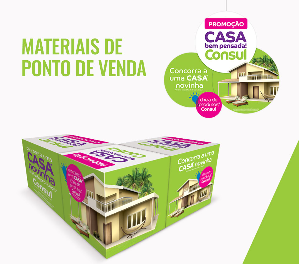 Promoção Consul, materiais de ponto de venda, adesivos, wobbler, cubos