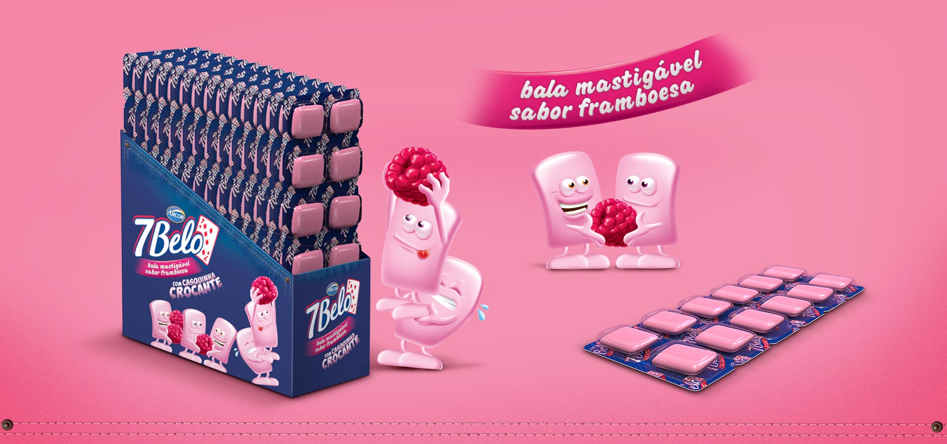 Balas 7Belo, bala mastigável sabor framboesa