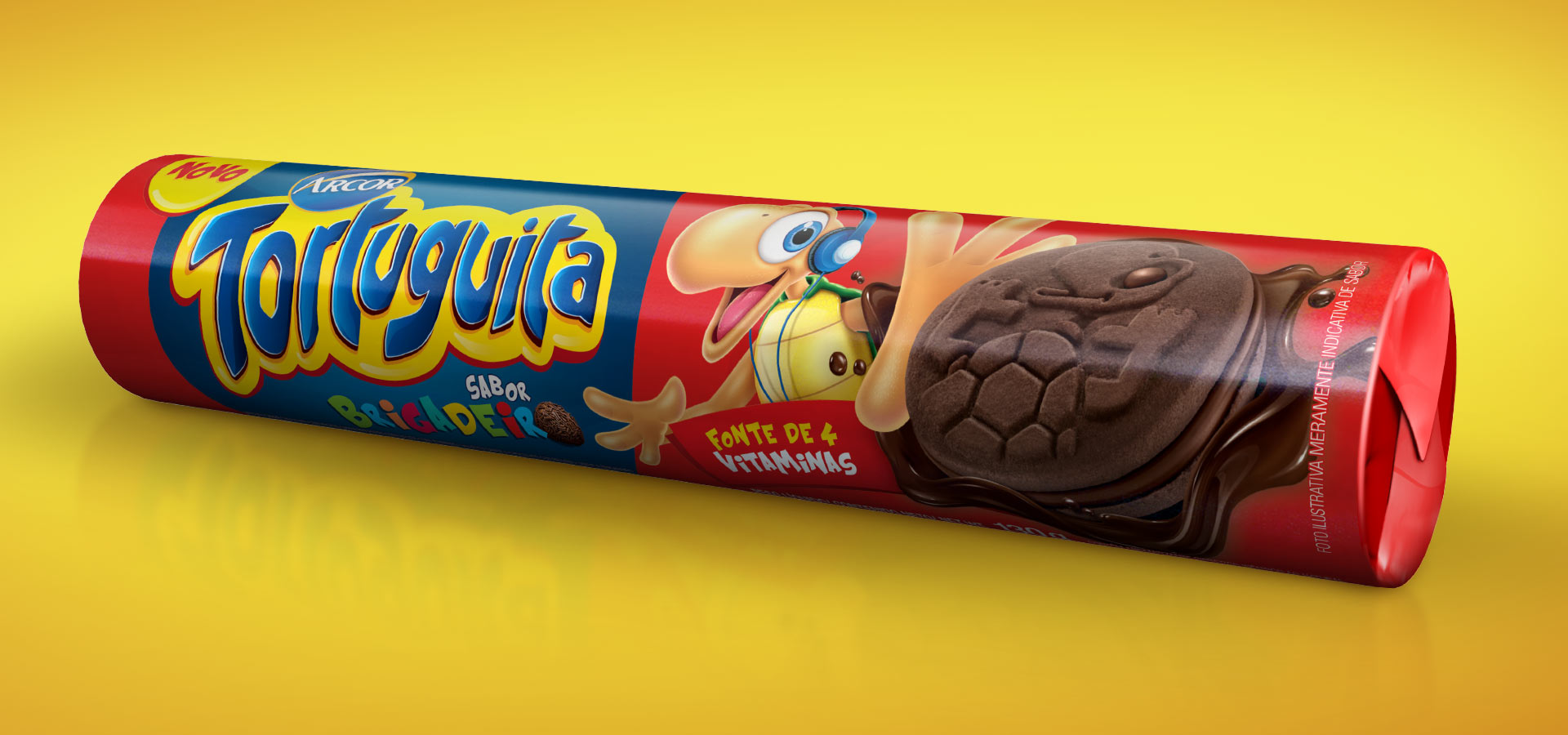 Tortuguita biscoitos recheados, embalagem sabor brigadeiro