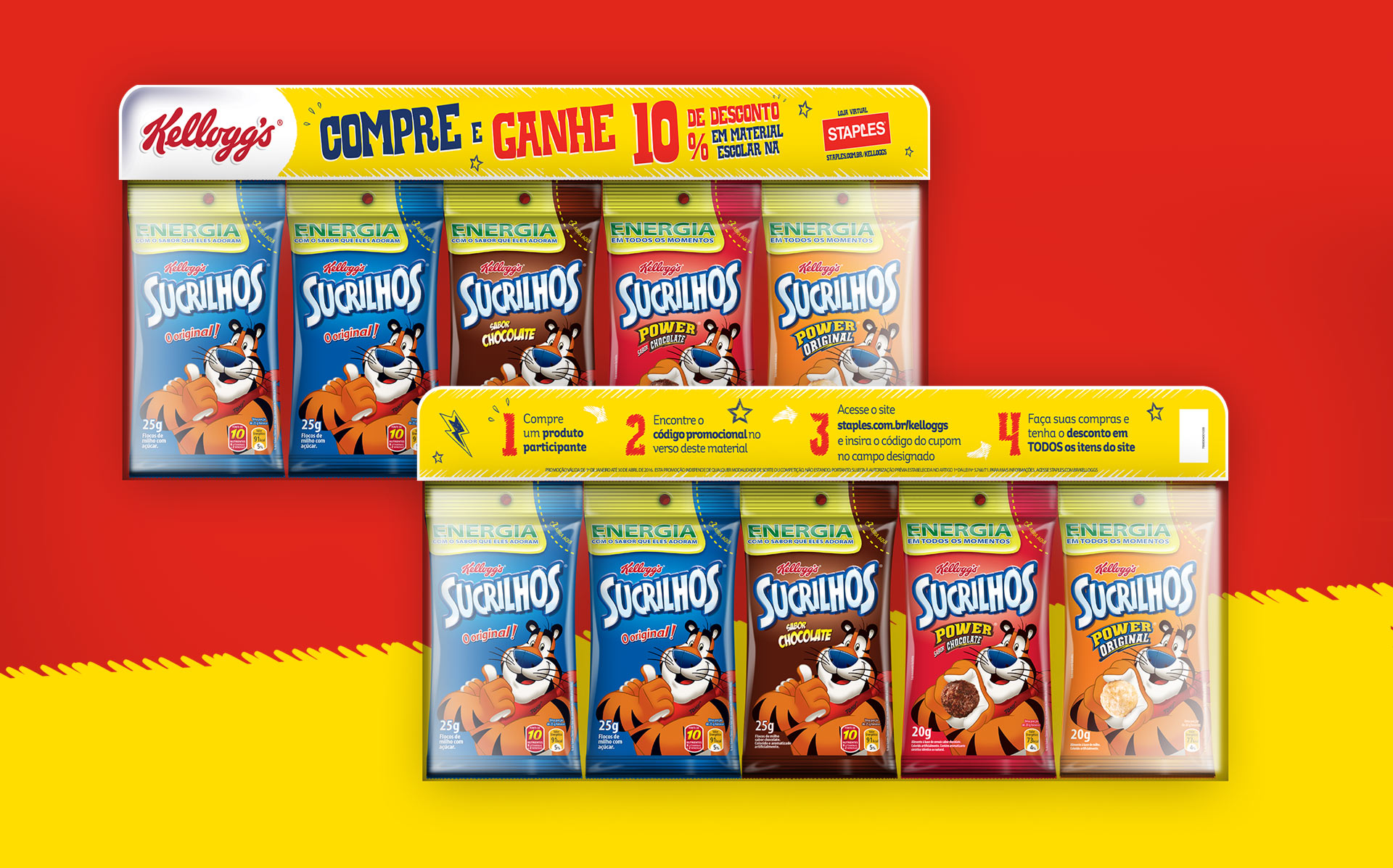 Kellogg's, solapas promocionais, embalagens pequenas